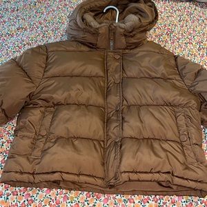 Brown puffer coat